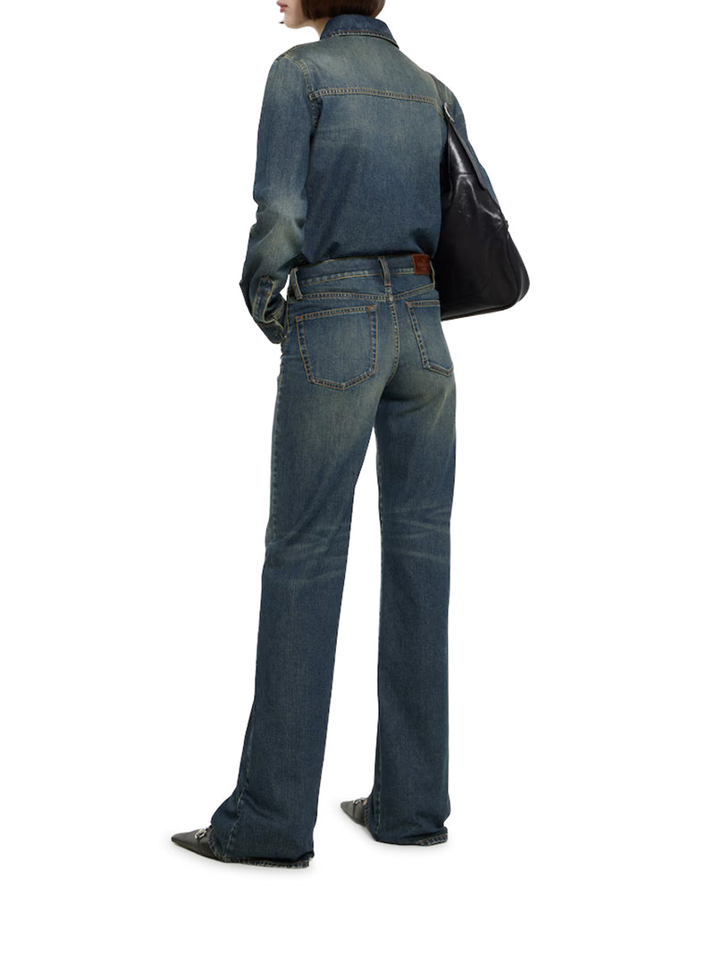 COTTON DENIM TROUSERS WITH CLAMP