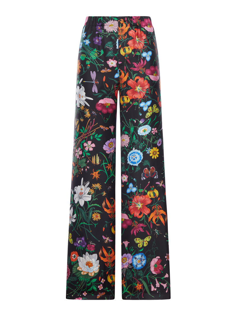 PRINTED SILK TWILL TROUSERS
