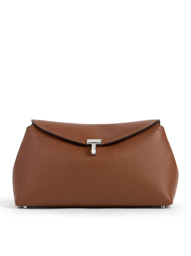 T-LOCK HAMMERED LEATHER CLUTCH