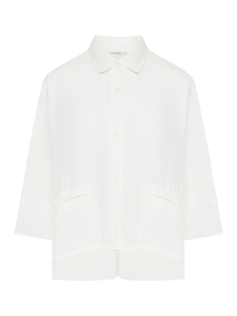 3/4 SLEEVE LINEN SHIRT WITH GEORGETTE INSERTS