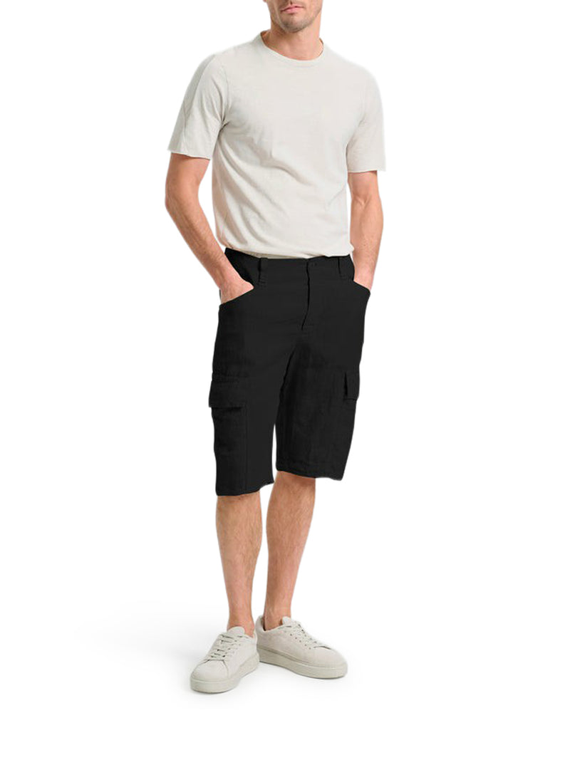 LINEN CARGO BERMUDA SHORTS
