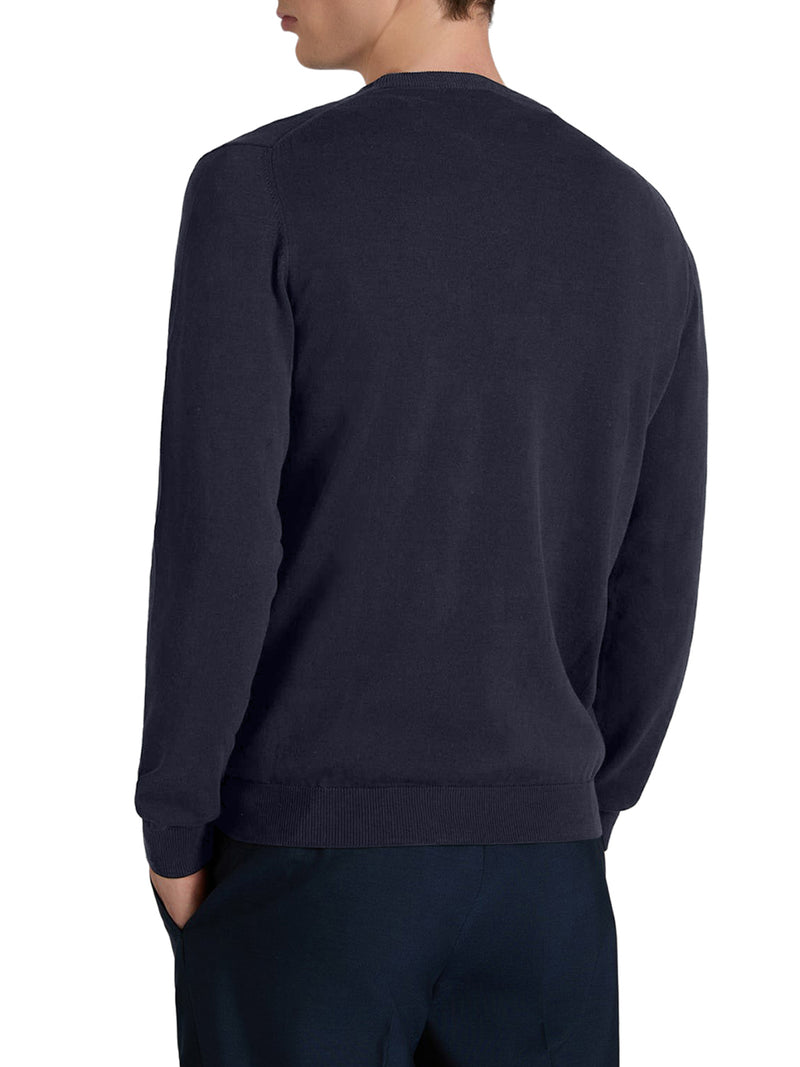 SLIM FIT CREW NECK SWEATER IN COTTON CREPE