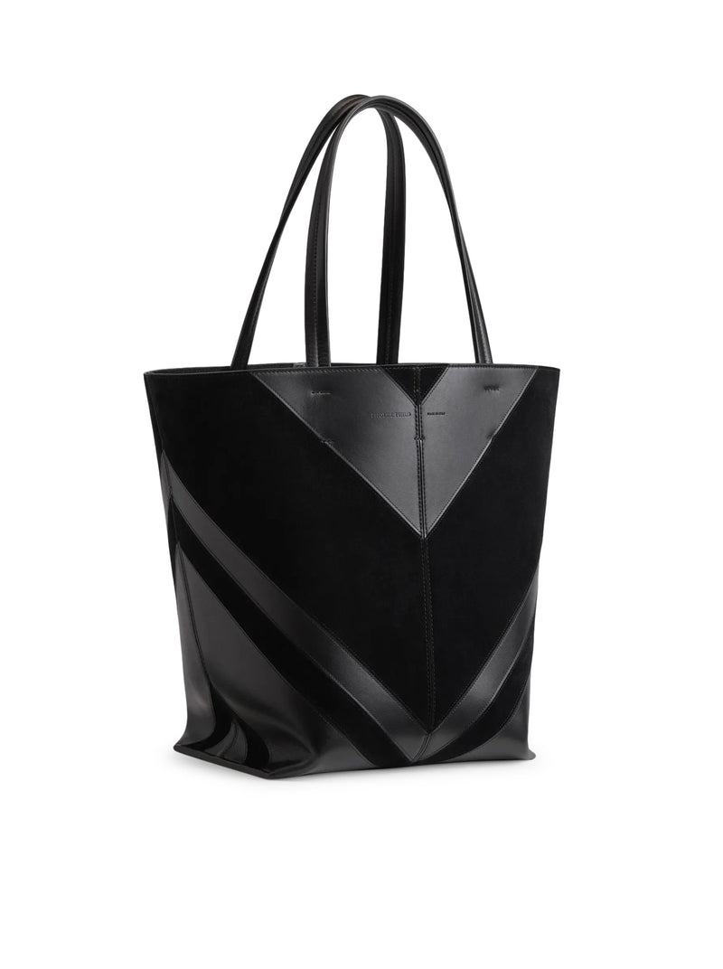 BLACK SUEDE POT CABAS