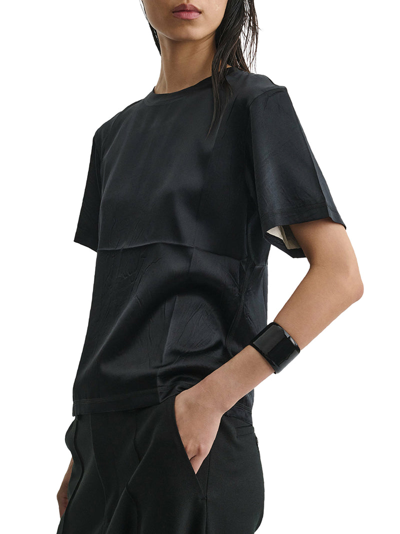 BLACK SILK GRAPHIC T-SHIRT