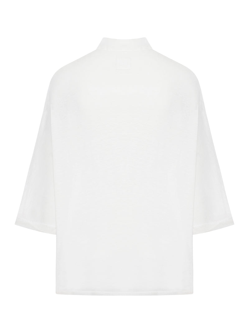 OVERSIZED LINEN SHIRT WITH THREE-QUARTER SLEEVES