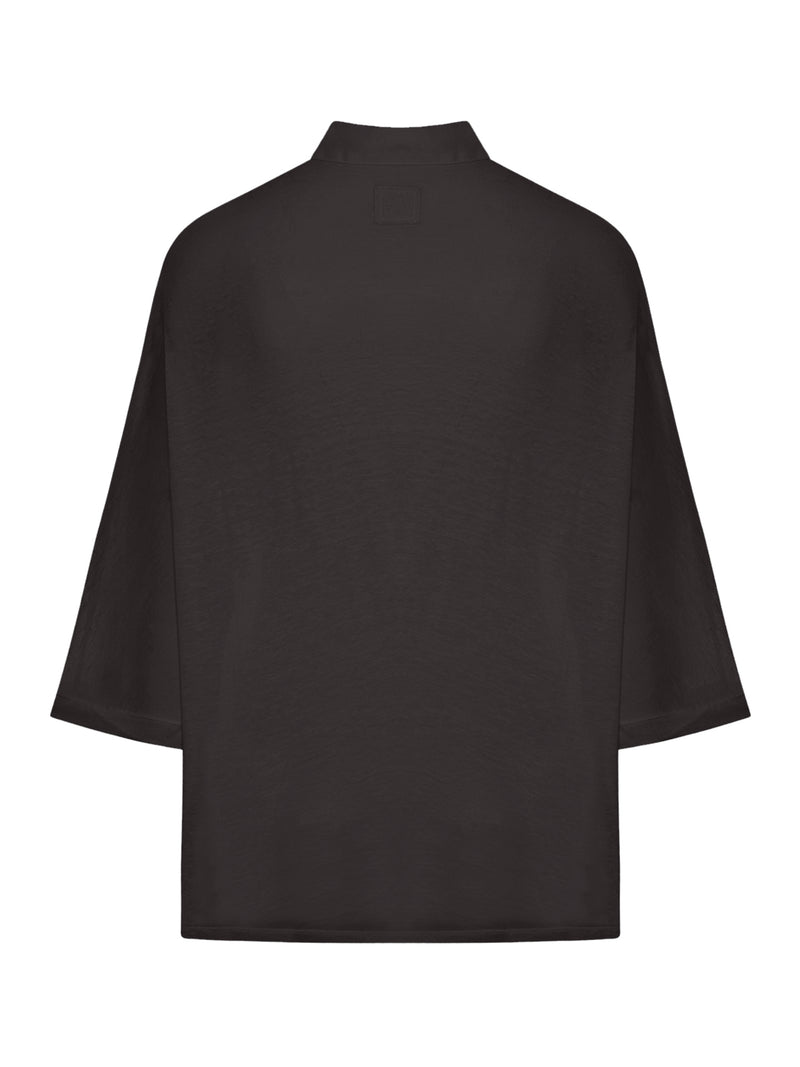 OVERSIZED LINEN SHIRT WITH THREE-QUARTER SLEEVES