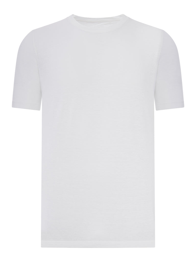 SHORT-SLEEVED T-SHIRT IN LINEN AND COTTON BLEND