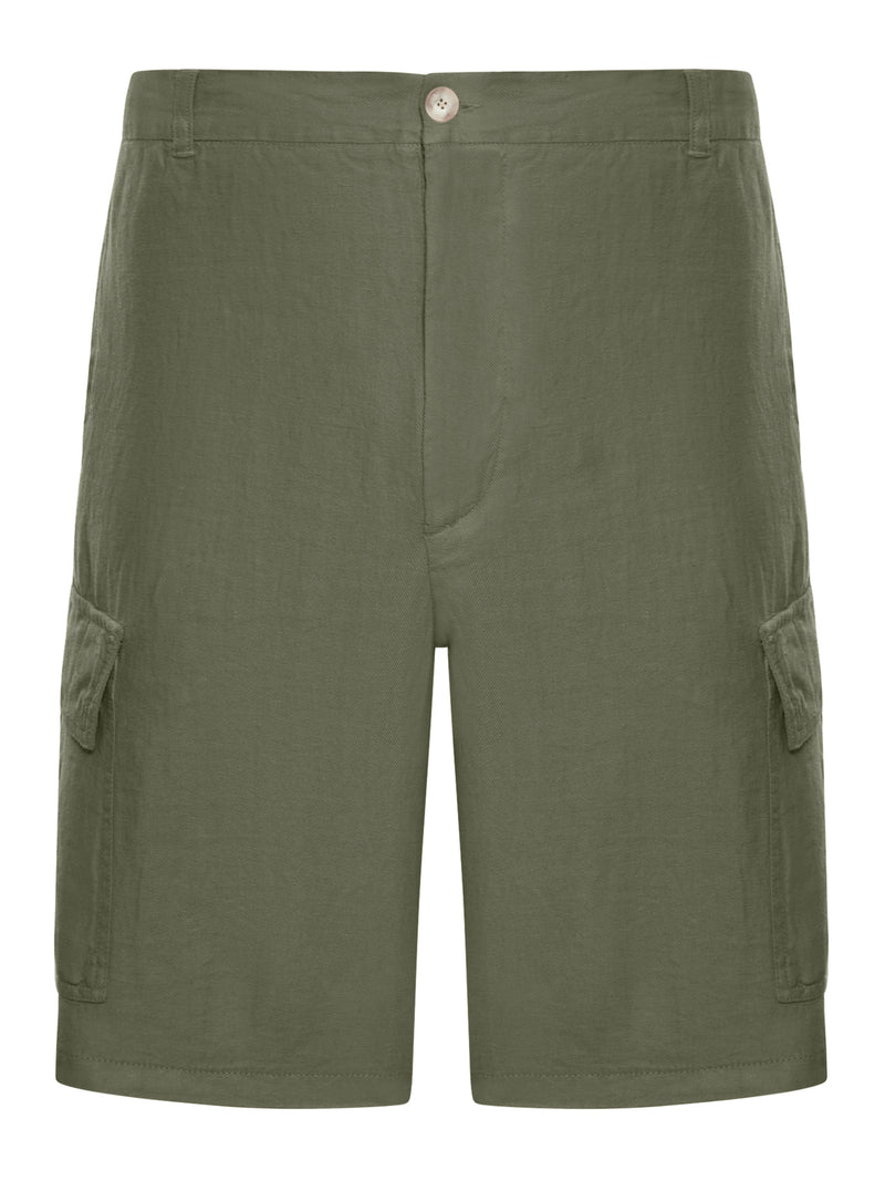 LINEN CARGO BERMUDA SHORTS
