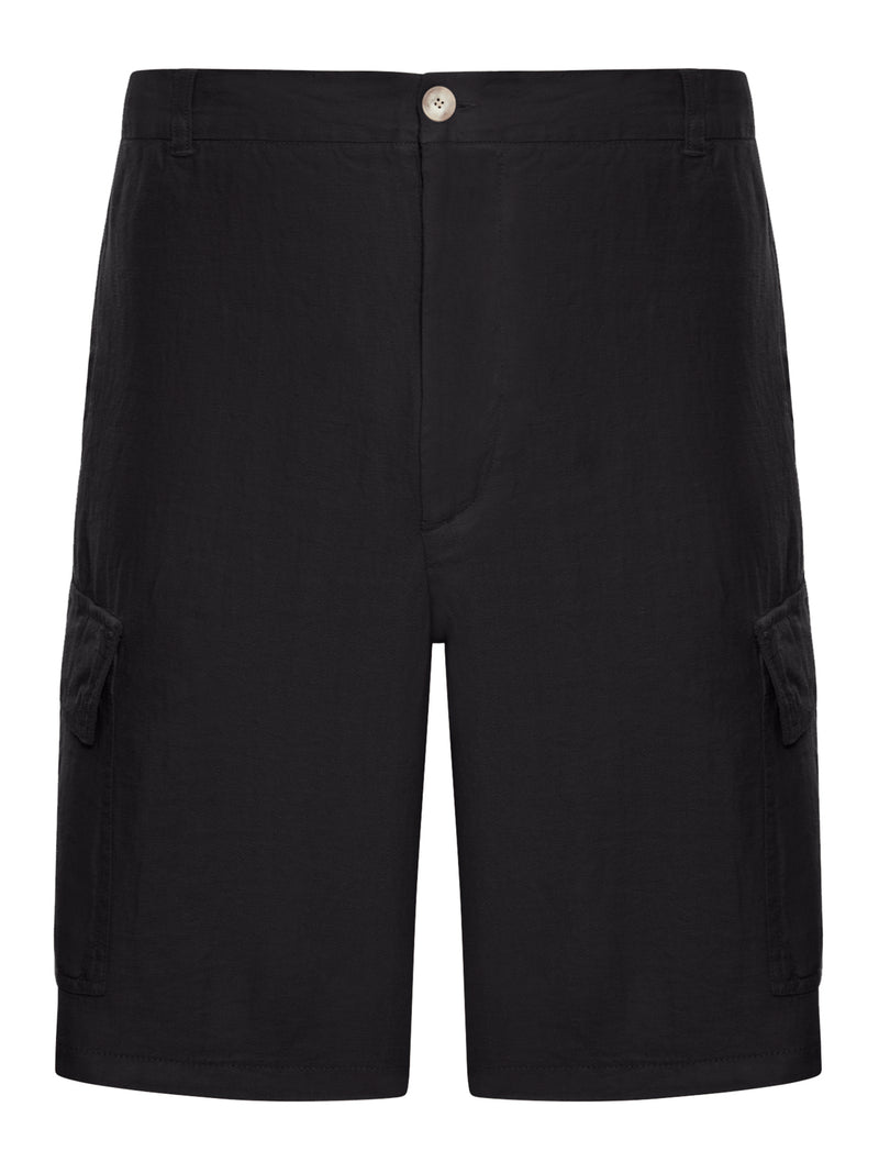 LINEN CARGO BERMUDA SHORTS