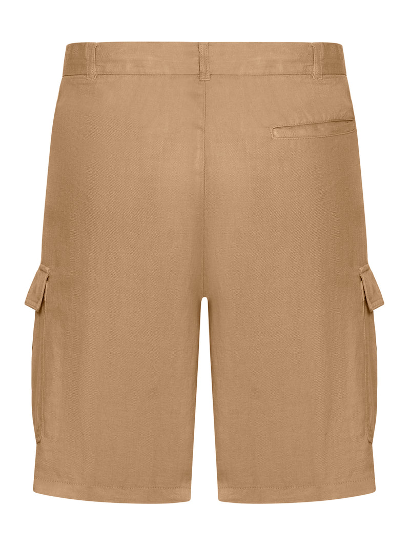 LINEN CARGO BERMUDA SHORTS