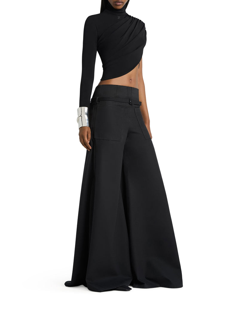 ASYMMETRIC CROPPED JERSEY TOP