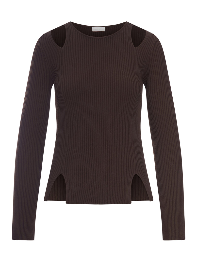 RIBBED SWEATER WITH CUT-OUT INSERTS