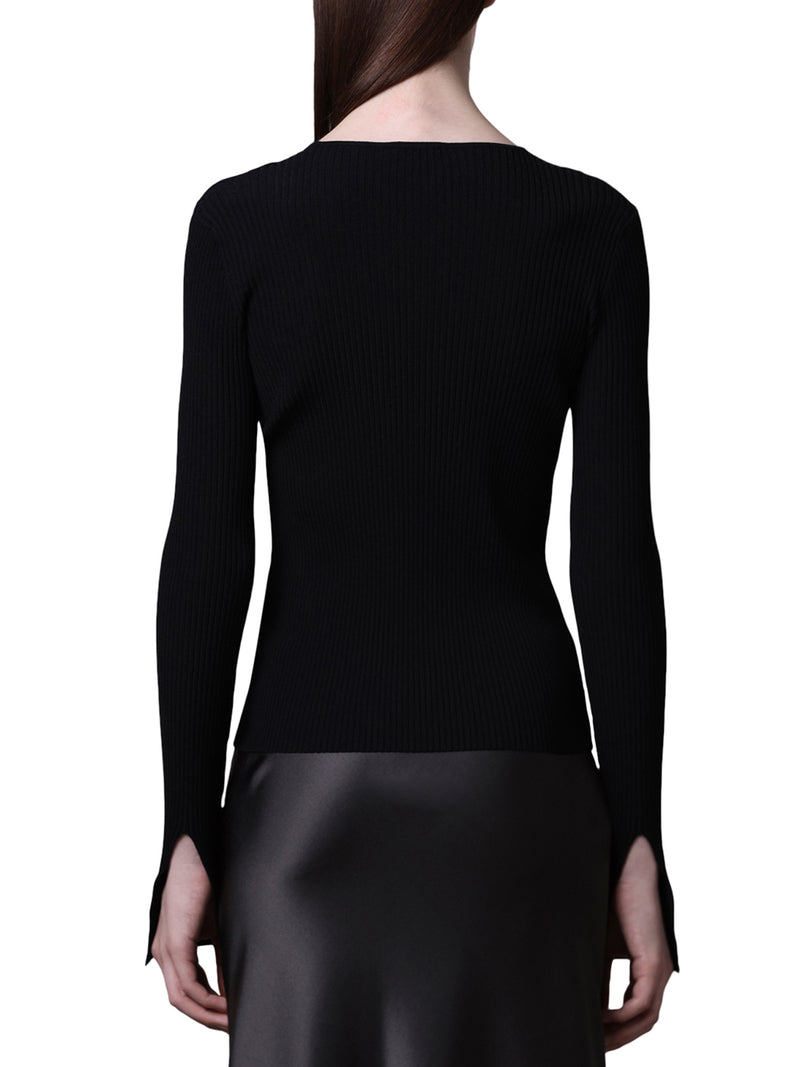 RIBBED SWEATER WITH CUT-OUT INSERTS