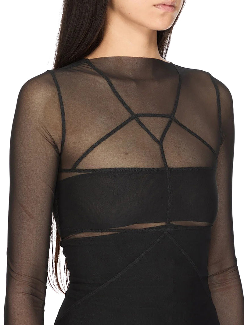 LONG TRANSPARENT TULLE DRESS