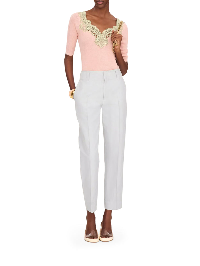 FITTED SWEATER IN WOOL AND LACE KNIT