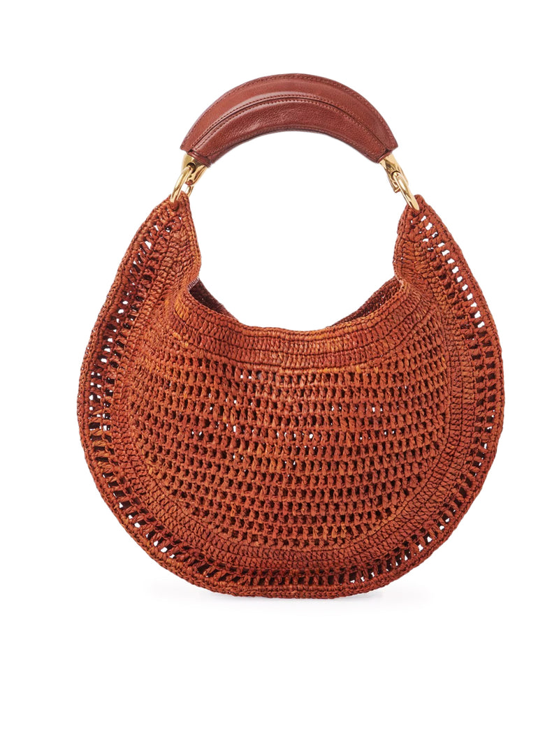 SUMMER BANANA RAFFIA HOBO BAG