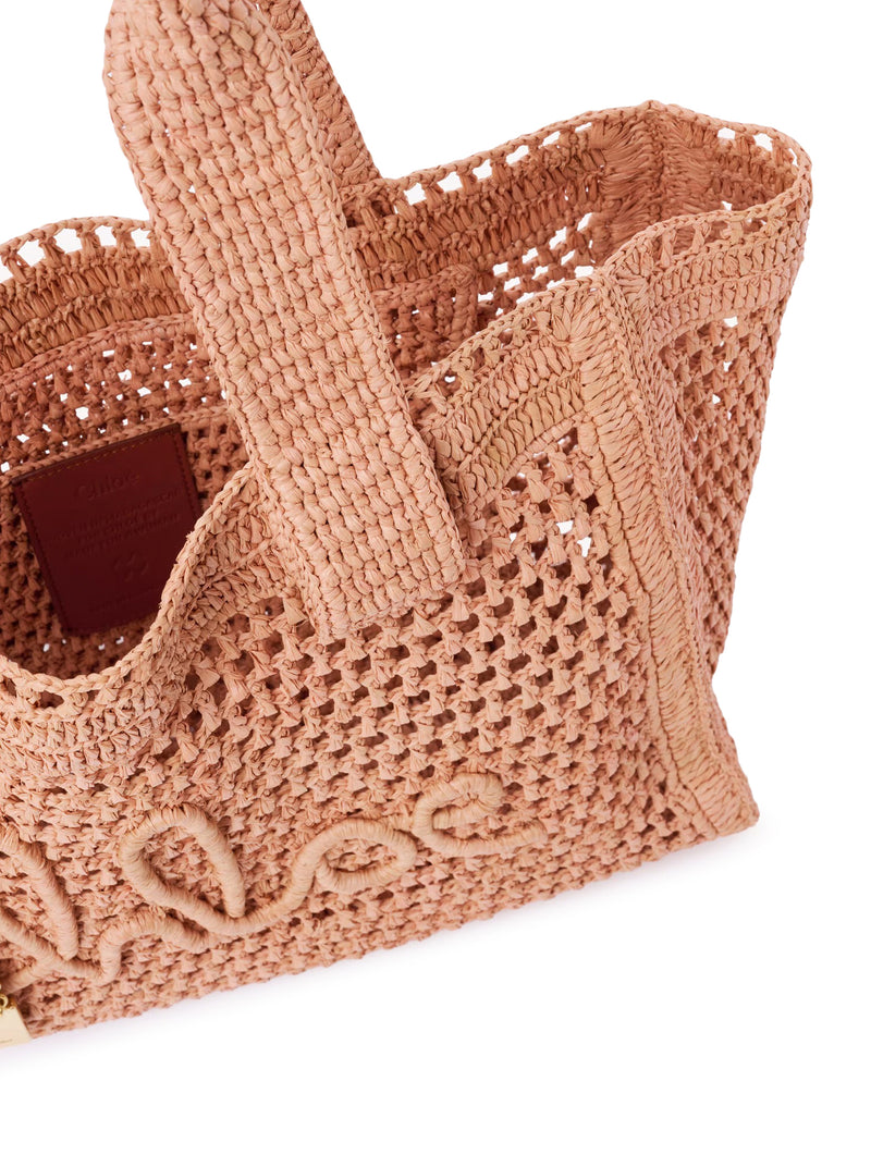 EAST-WEST SUMMER BANANA TOTE BAG IN RAFFIA