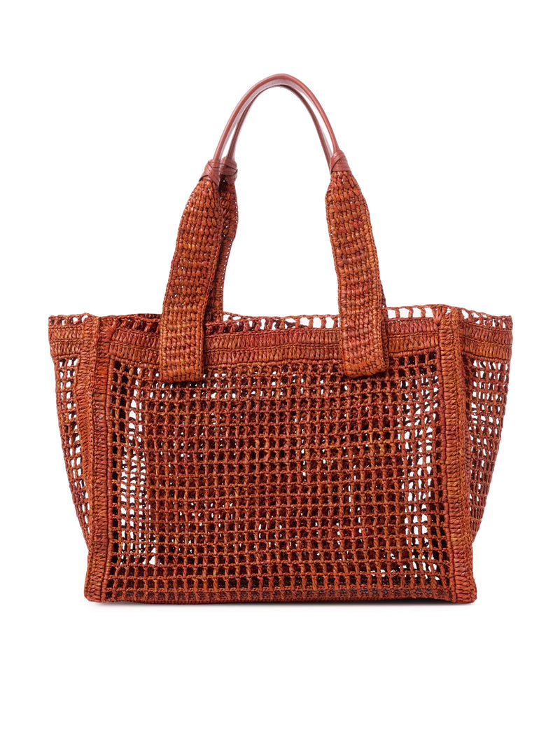 EAST-WEST SUMMER BANANA TOTE BAG IN RAFFIA