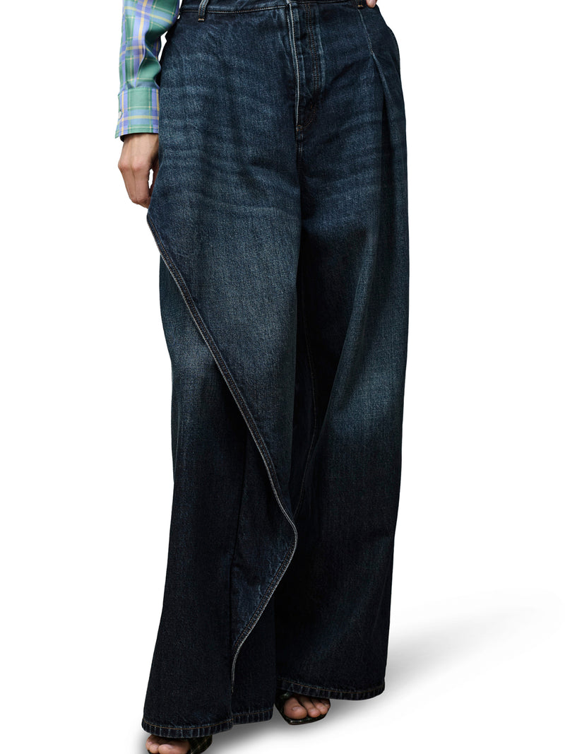 DRAPED FLARED JEANS