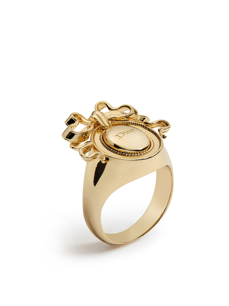 METAL MEDAL RING WITH GOLD-COLOURED FINISH