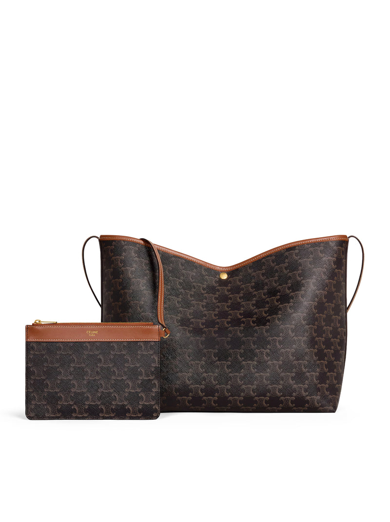 SOFT SHOPPER BAG IN TRIOMPHE CANVAS AND CALFSKIN LEATHER