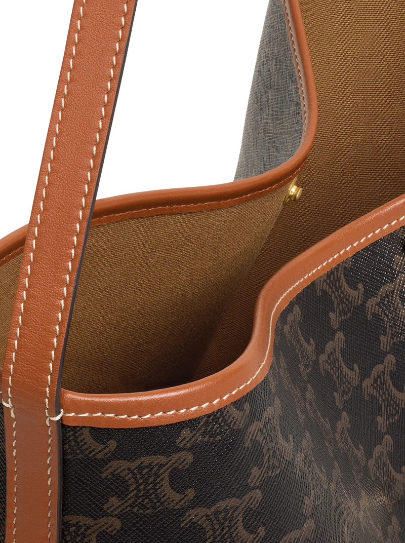 SOFT SHOPPER BAG IN TRIOMPHE CANVAS AND CALFSKIN LEATHER