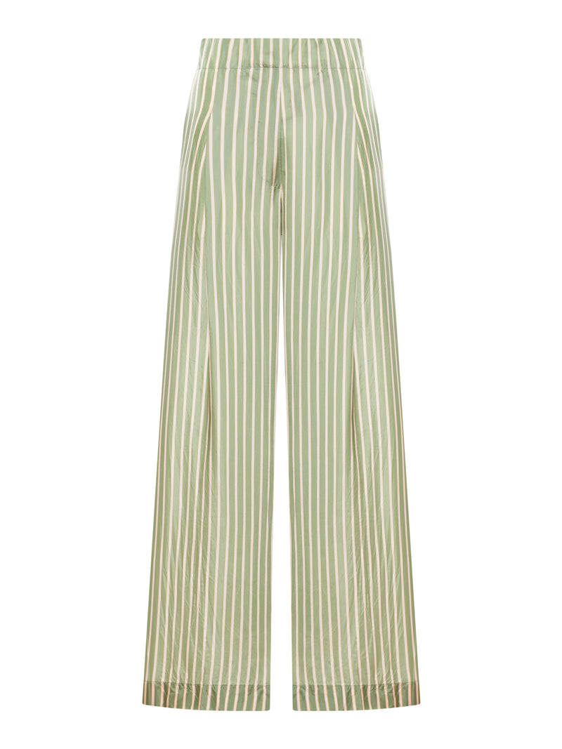WIDE-LEG CUPRO TROUSERS WITH A WRINKLED EFFECT