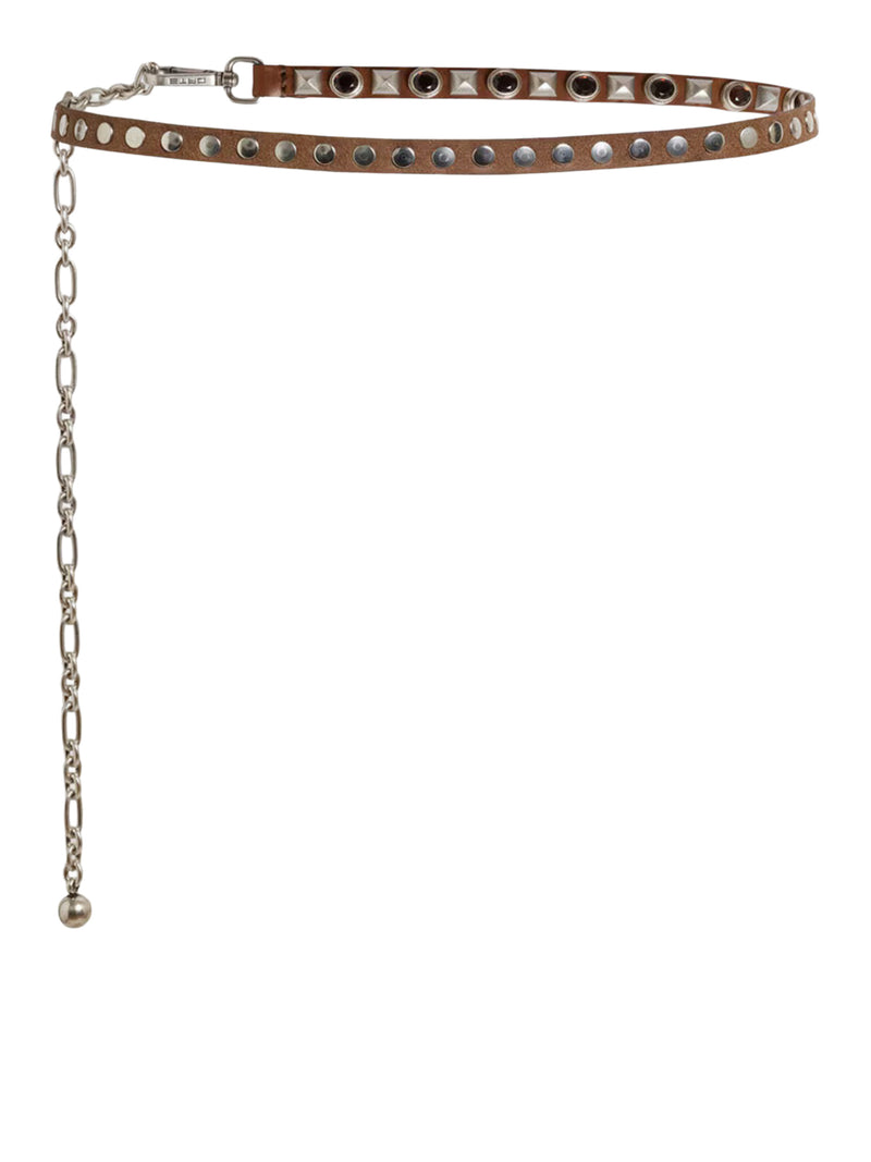 LEATHER BELT WITH JEWEL STUDS