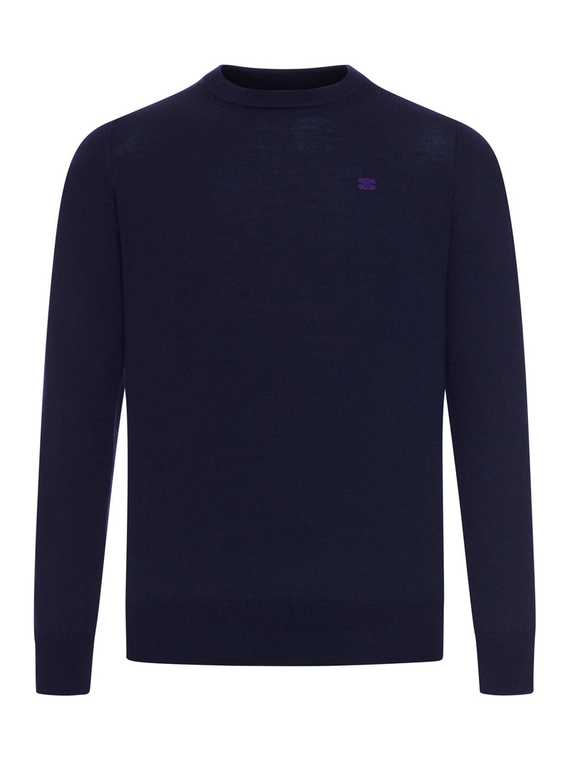 FINE WOOL SWEATER WITH TRIOMPHE EMBROIDERY