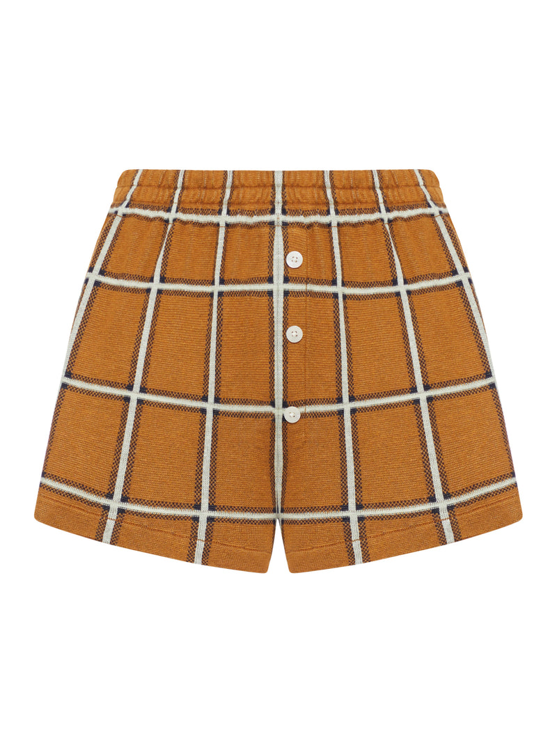 SILK BLEND CHECKED SHORTS