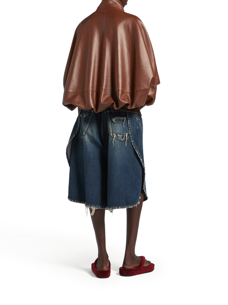 DARK OCEAN DENIM TULIP SHORTS