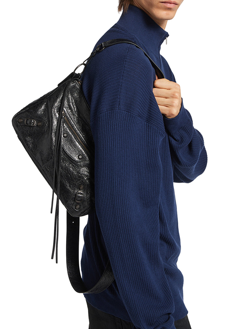 THE CITY SMALL MOTORCYCLE IN BLACK ARENA LAMBSKIN