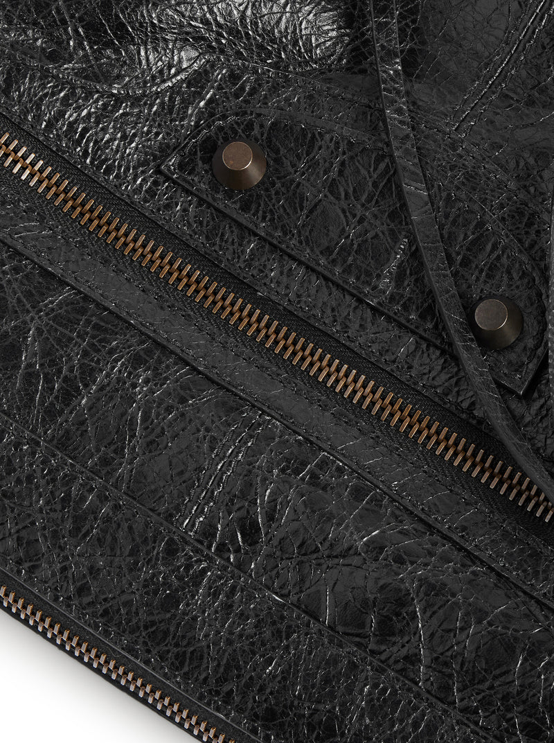 THE CITY SMALL MOTORCYCLE IN BLACK ARENA LAMBSKIN