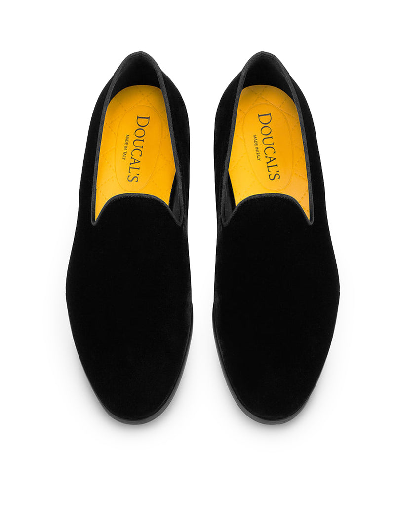 BLACK VELVET LOAFER-STYLE SLIPPER