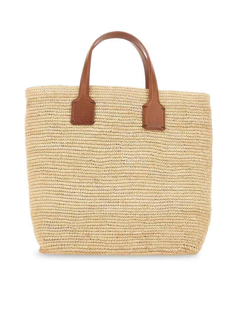 SACHA RAFFIA HANDBAG WITH LEATHER INSERTS
