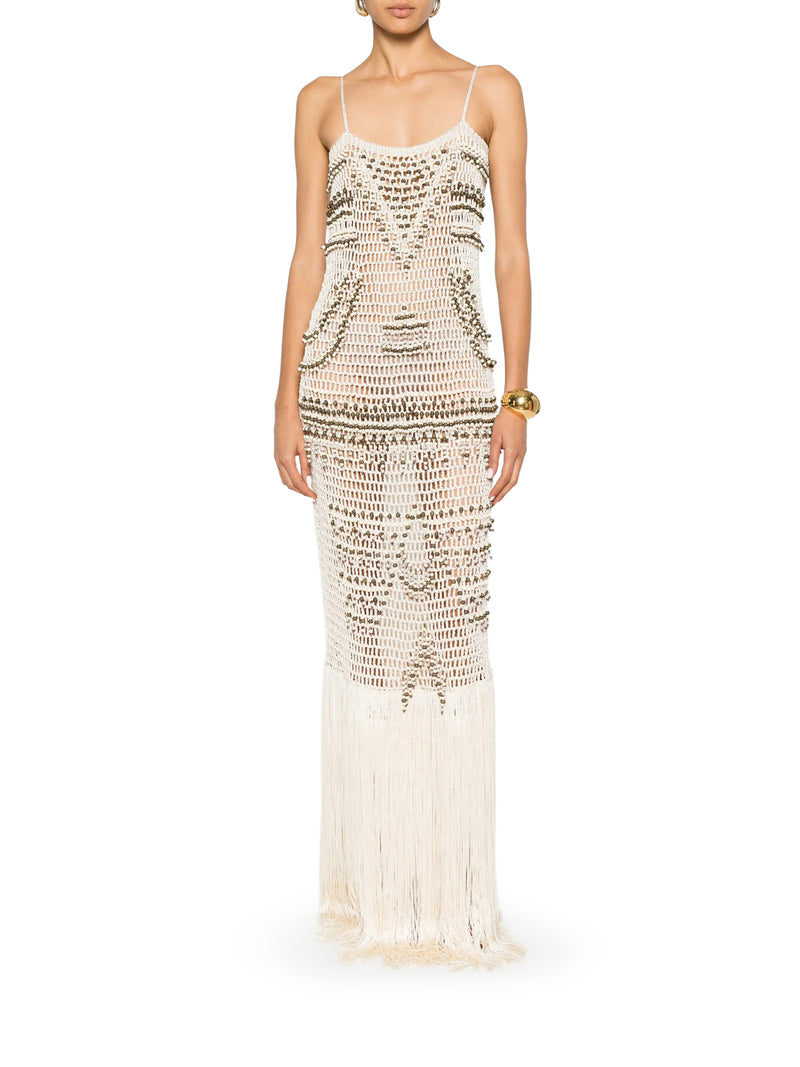 TAKARA LONG DRESS WITH FRINGES