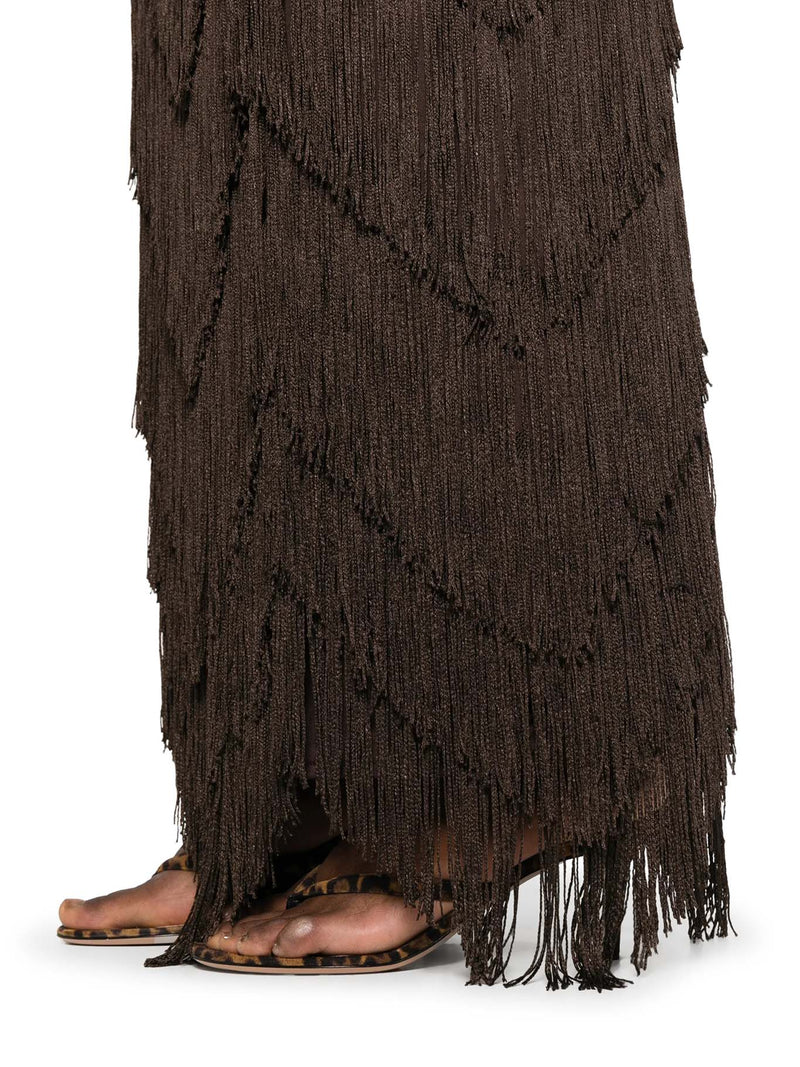 DARA LONG SKIRT WITH FRINGES