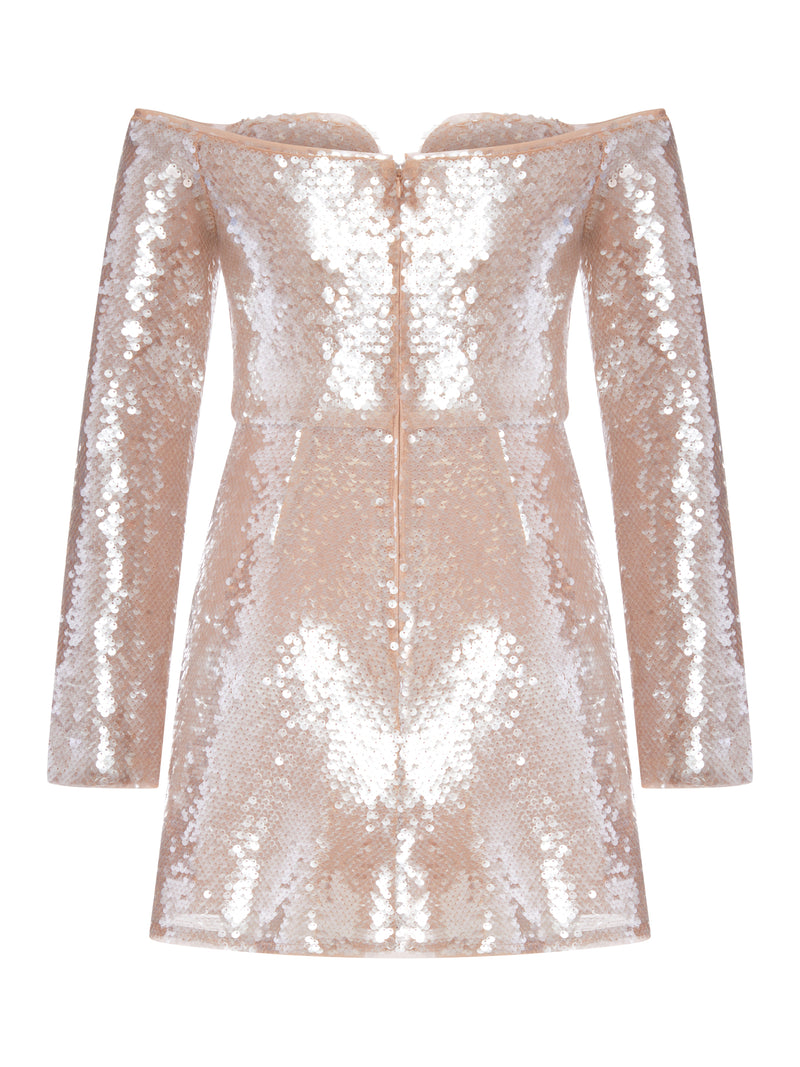 OFF-SHOULDER SEQUIN MINI DRESS