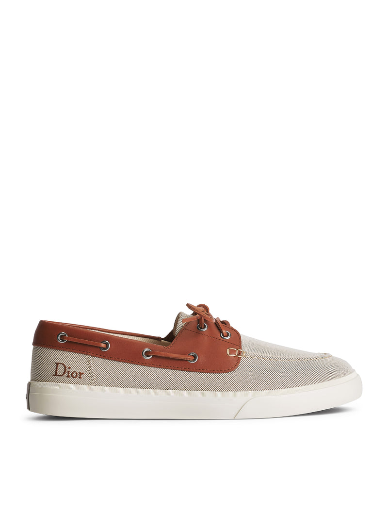 DIORIVIERA CHESTER BOAT SHOES IN COTTON CANVAS AND CALFSKIN