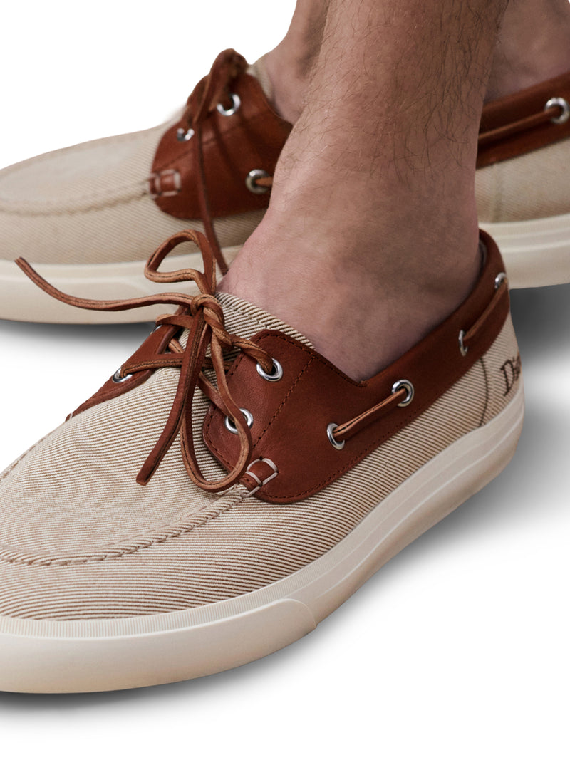 DIORIVIERA CHESTER BOAT SHOES IN COTTON CANVAS AND CALFSKIN