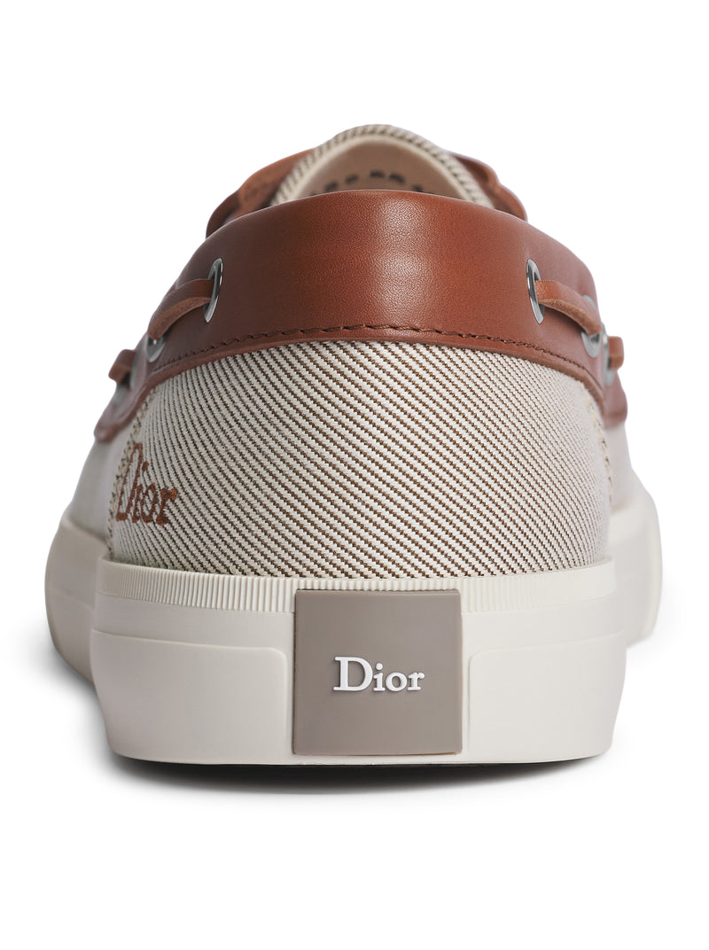 DIORIVIERA CHESTER BOAT SHOES IN COTTON CANVAS AND CALFSKIN