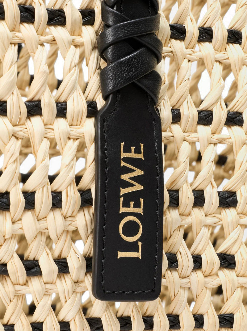 LARGE BRAID BASKET BAG IN IRACA PALM AND CALFSKIN