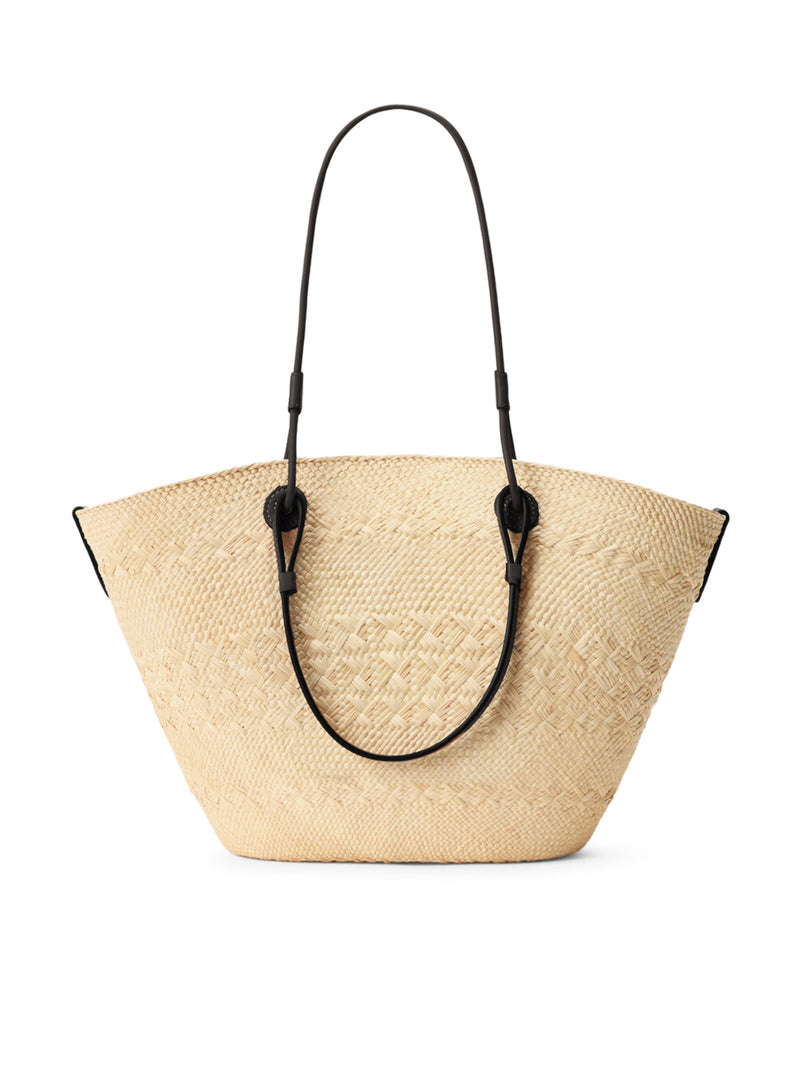 ANAGRAM BASKET MEDIUM BAG IN IRACA PALM AND CALFSKIN