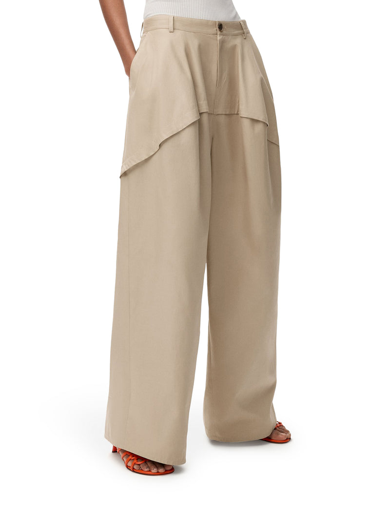 LIGHTWEIGHT COTTON TROUSERS WITH ASYMMETRIC PANEL CONSTRUCTION