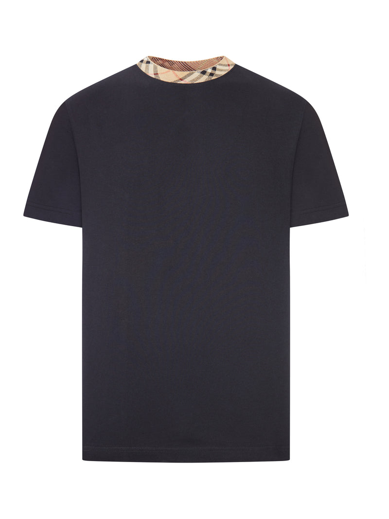 COTTON T-SHIRT WITH CHECKED TRIM