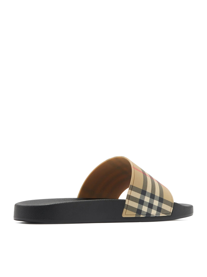 SLIPPERS WITH CHECK PRINT BAND
