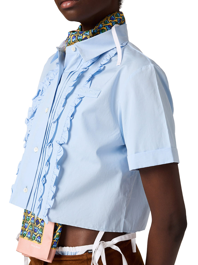 POPLIN SHIRT WITH RUFFLED DETAILS