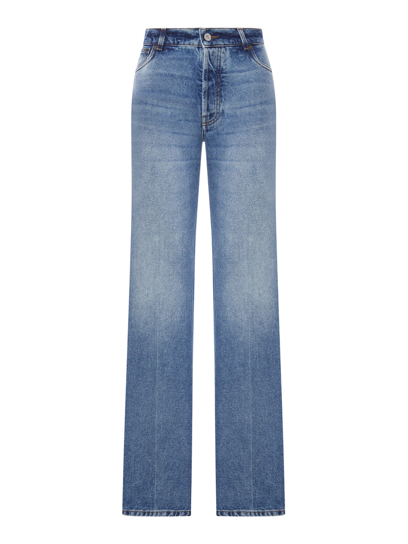 STRAIGHT LEG DENIM JEANS MEDIUM WASH