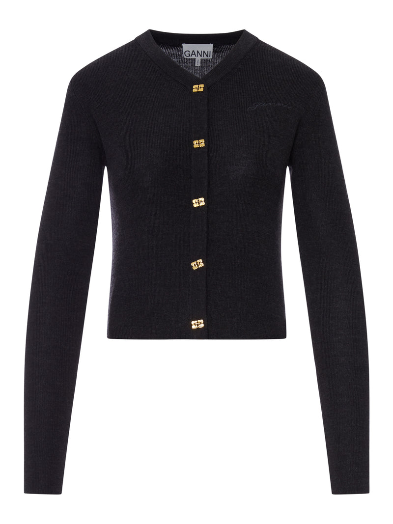 WOOL CARDIGAN WITH EMBROIDERED LOGO