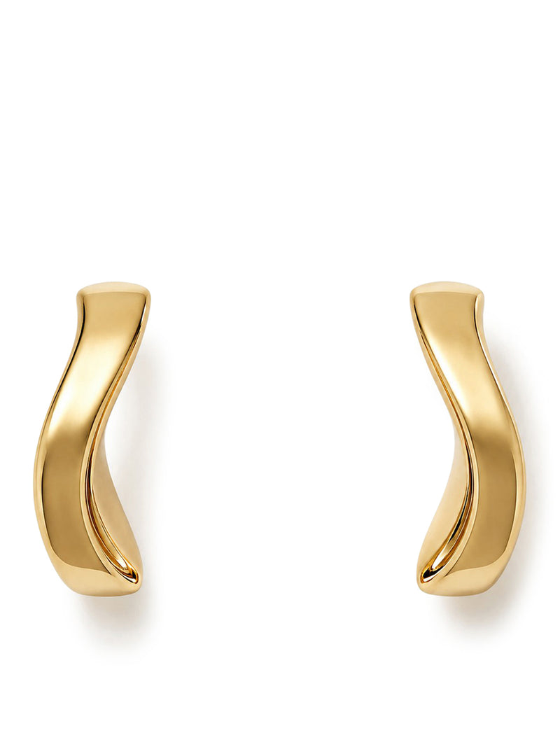 SCULPTURAL AND CURVED EARRINGS WITH GOLD FINISH